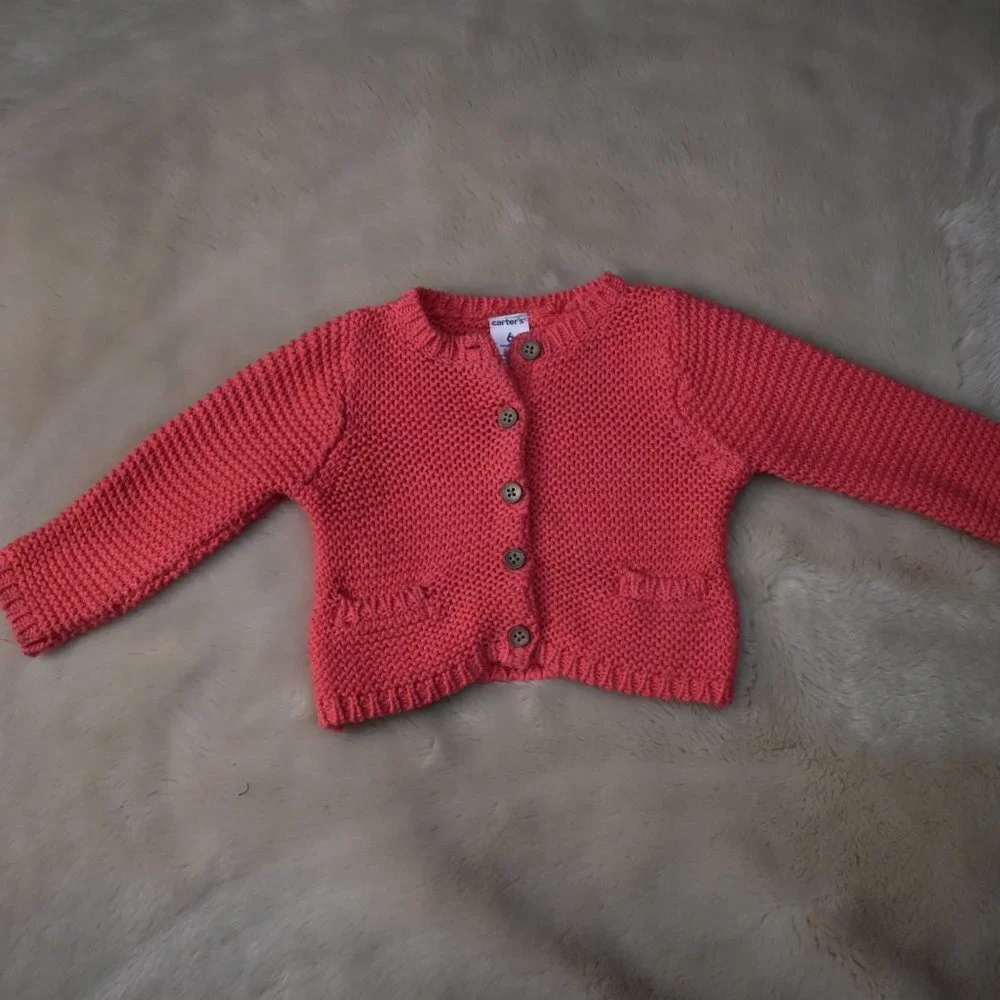 Carters Pink Button up Knit Sweater Size 6 Months